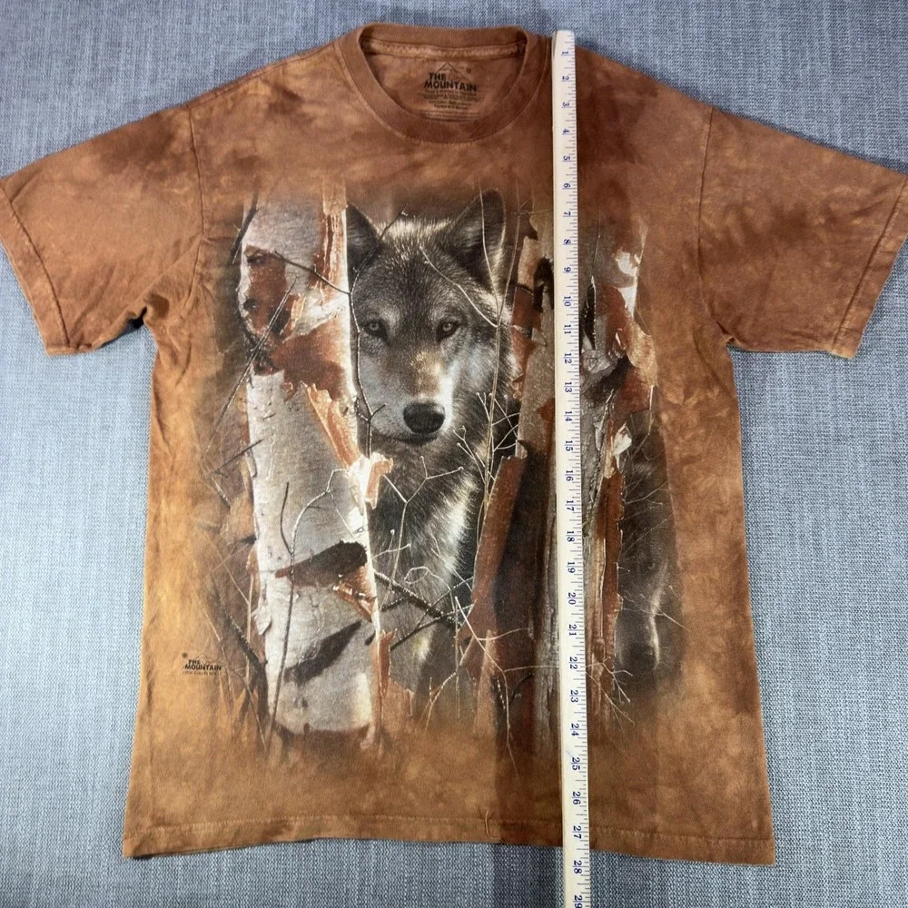 The Mountain Shirt Mens Medium Brown Wolf Birch Trees Graphic Tee Nature Outdoor